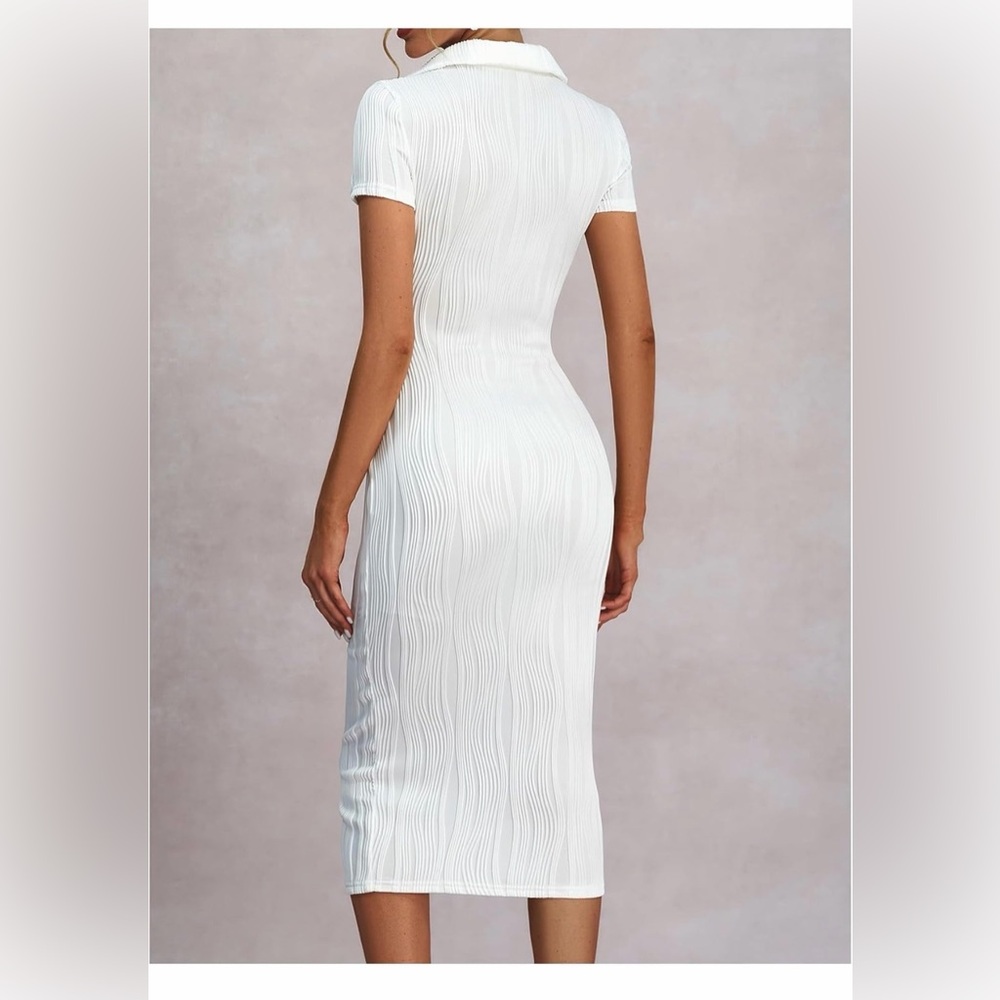 White Ribbed Dress - Picture 3 of 5